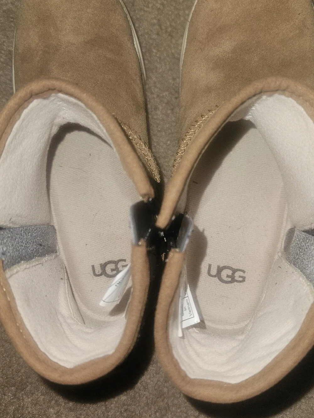 UGG Kids Tan Suede Double Zip-Closure Ankle Sneakers Sz 2 Cool Kid
